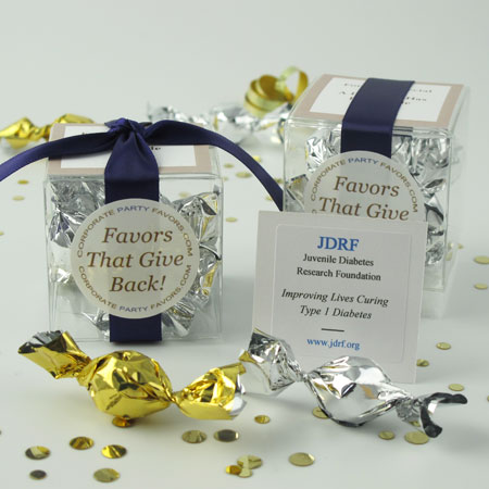 clear boxed mini favors with 6 mini truffles - Corporate Party Favors