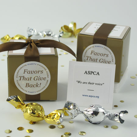 gold boxed mini favors with 6 mini truffles - Corporate Party Favors