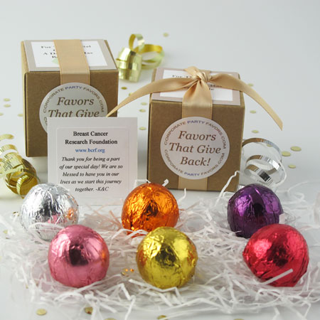 clear foil favors with satin ribbon - Corporate Party Favors