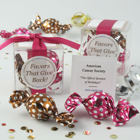clear twist favors with satin ribbon - Corporate Party Favors