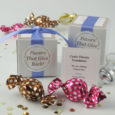 white twist favor with satin ribbon - Corporate Party Favors